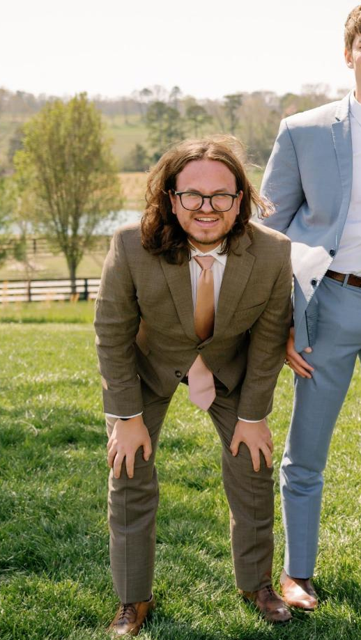a man crouches